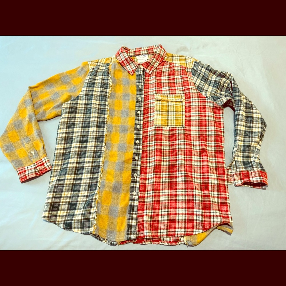 Tru Luxe Jeans XL Patchwork Plaid Flannel Shirt